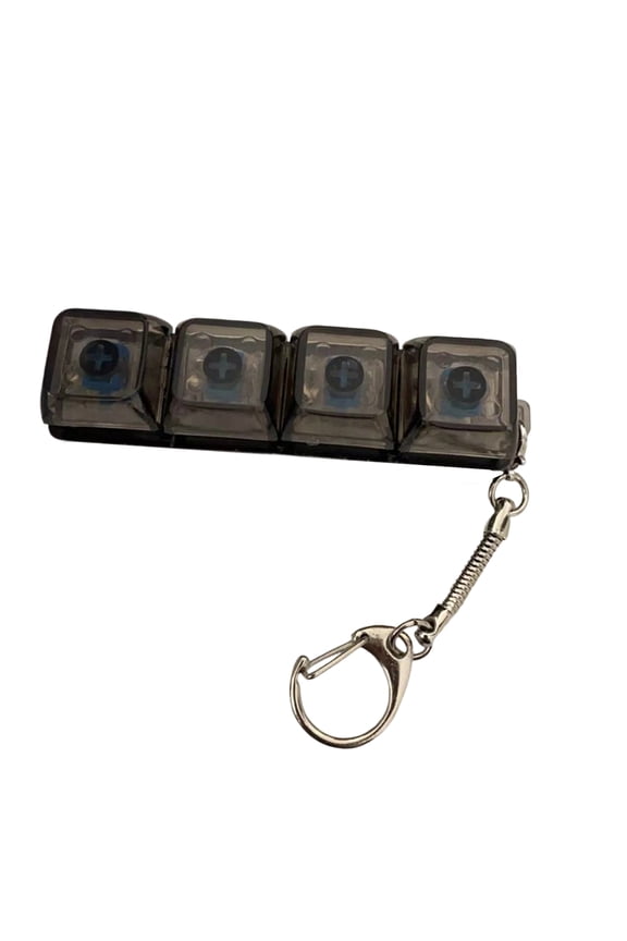 4-Key Mechanical Switch Fidget Toy Keychain Clear Black Keyboard Clicker Decompression Tool Office Desk Stress Relief Gift Non-illuminated Version