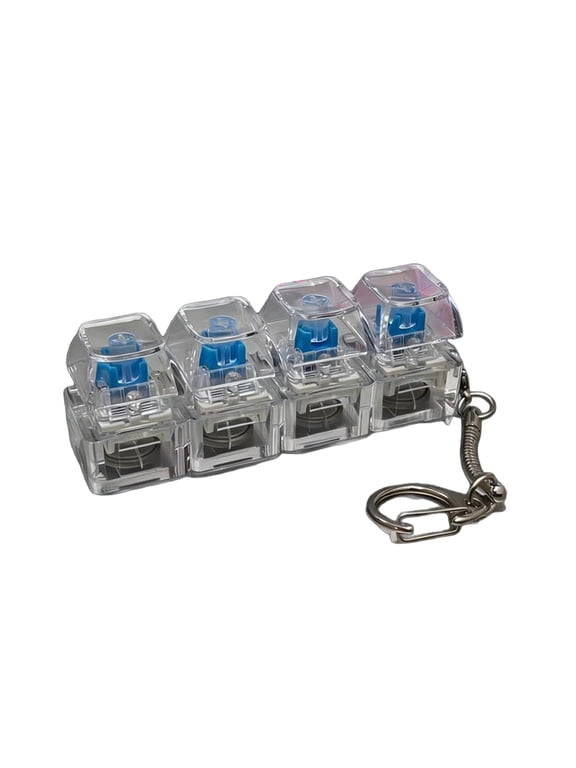 4 Key Squishy Fidget Toy with Light Up Keys Mechanical Clicker Stress Relief Toy Portable Keychain Desk Sensory Toy for Adults
