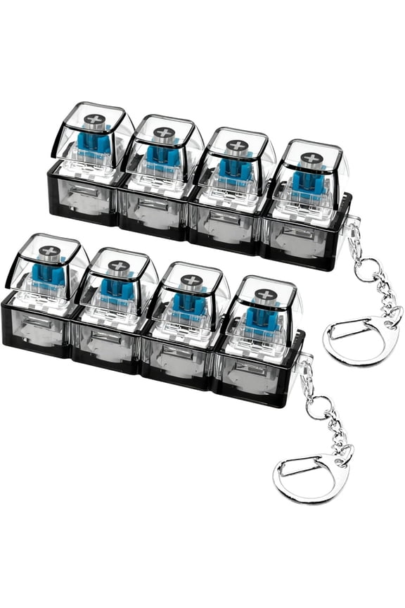 4-Key Transparent Switch Fidget Keychain, Black Clear Shell Mechanical Clicker Toy, Portable Stress Relief Accessory