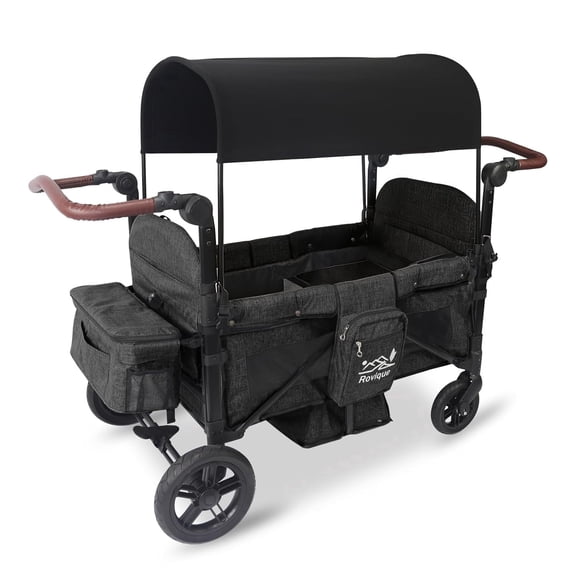 Rovique Wagon Stroller 4 Seater Includes Adjustable Canopy,Convertible Seats, Snack Tray, Parent Organizer