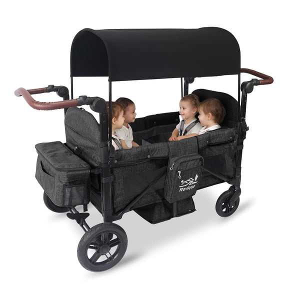 Rovique Wagon Stroller 4 Seater  Includes Adjustable Canopy,Convertible Seats, Snack Tray, Parent Organizer