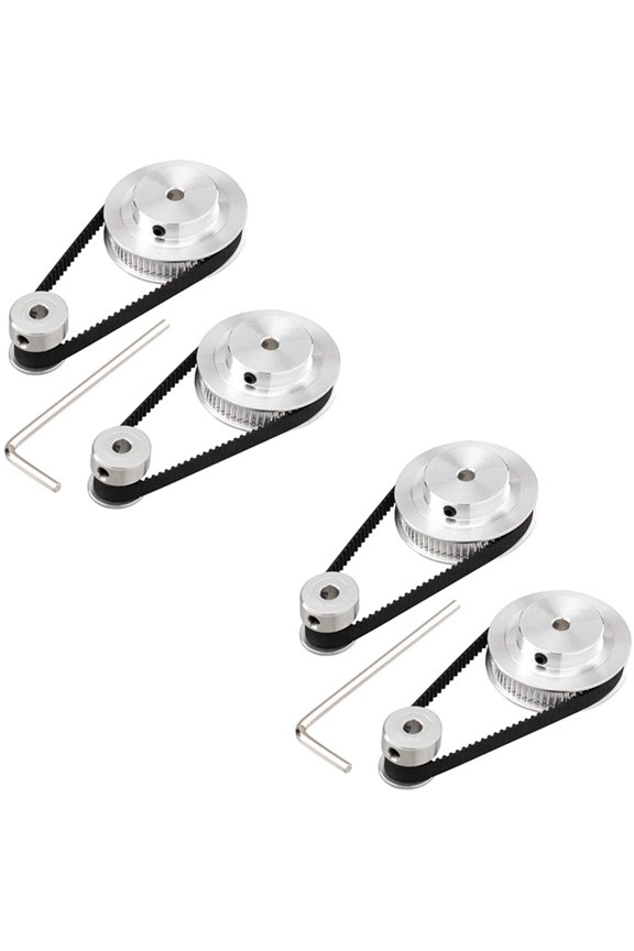 4 Kit Synchronous Wheel 20&60 Teeth 5mm Bore,Aluminum Timing Pulley with 4 Pcs Length 200mm Width 6mm Belt(Bore 5mm)