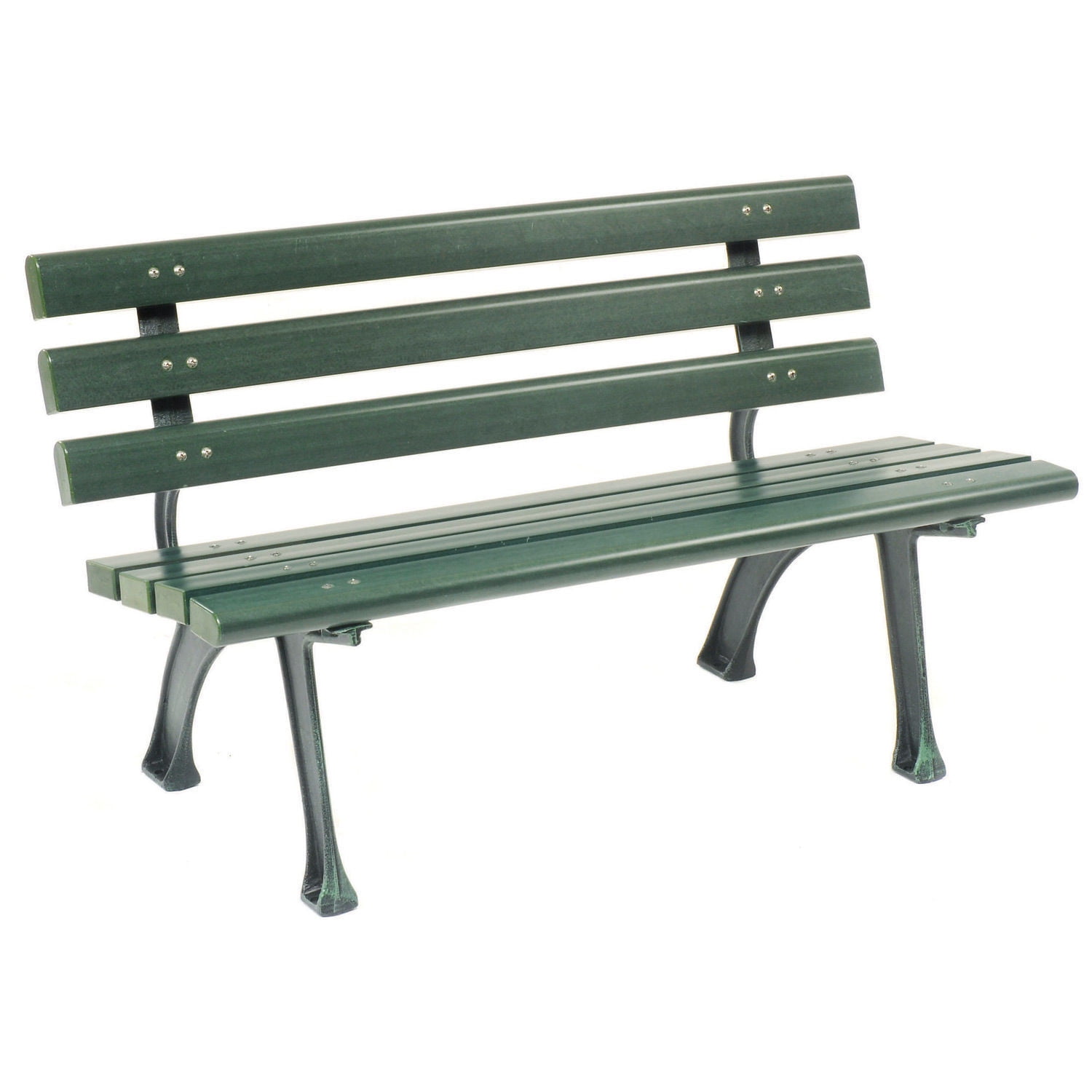 4-Foot Green Recycled Plastic Park Bench with Backrest