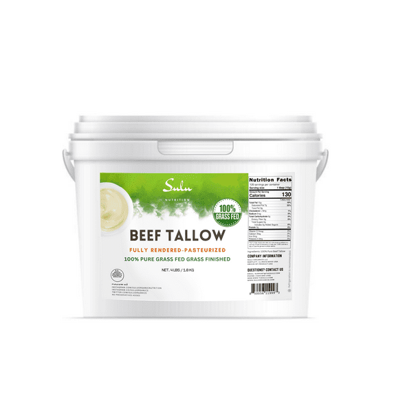 4 LBS 100% Pure Fully Rendered NON GMO Beef Tallow- 100% Pure Suet from Local US Angus Beef