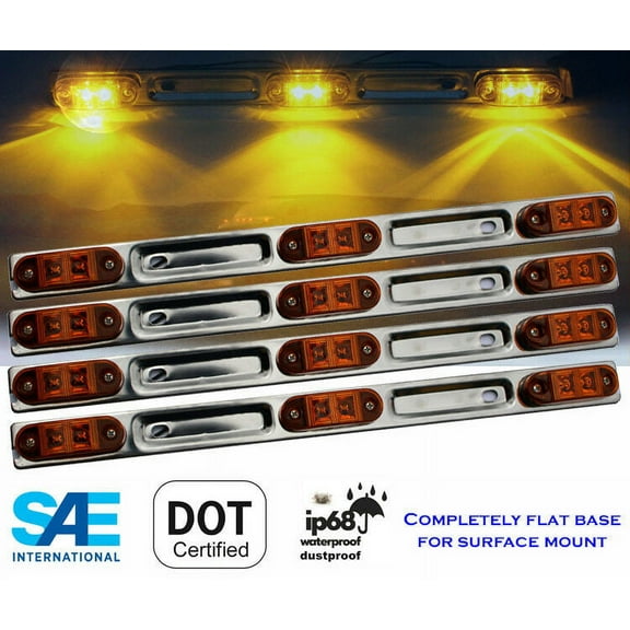 4 LED 16" Sealed Identification Amber Light Bar for Truck Trailers FAST SHIPPING EHD