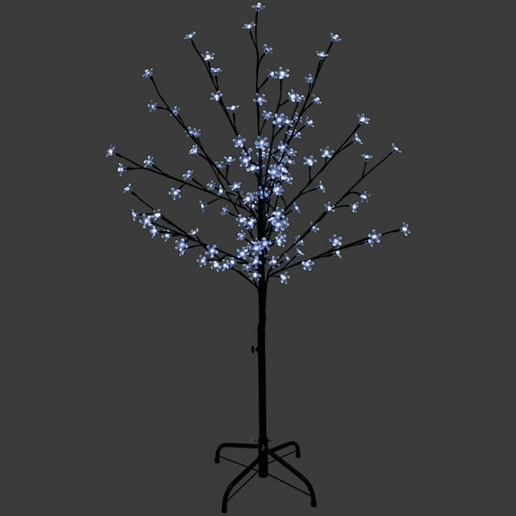 4' LED Lighted Cherry Blossom Flower Tree - Pure White Lights