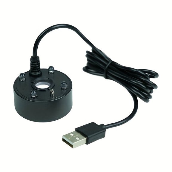 4-LED Mini Mist Maker Fogger for Fish Tanks, Indoor Fountains, Humidifier, Halloween Decorations - USB Powered No Battery Needed