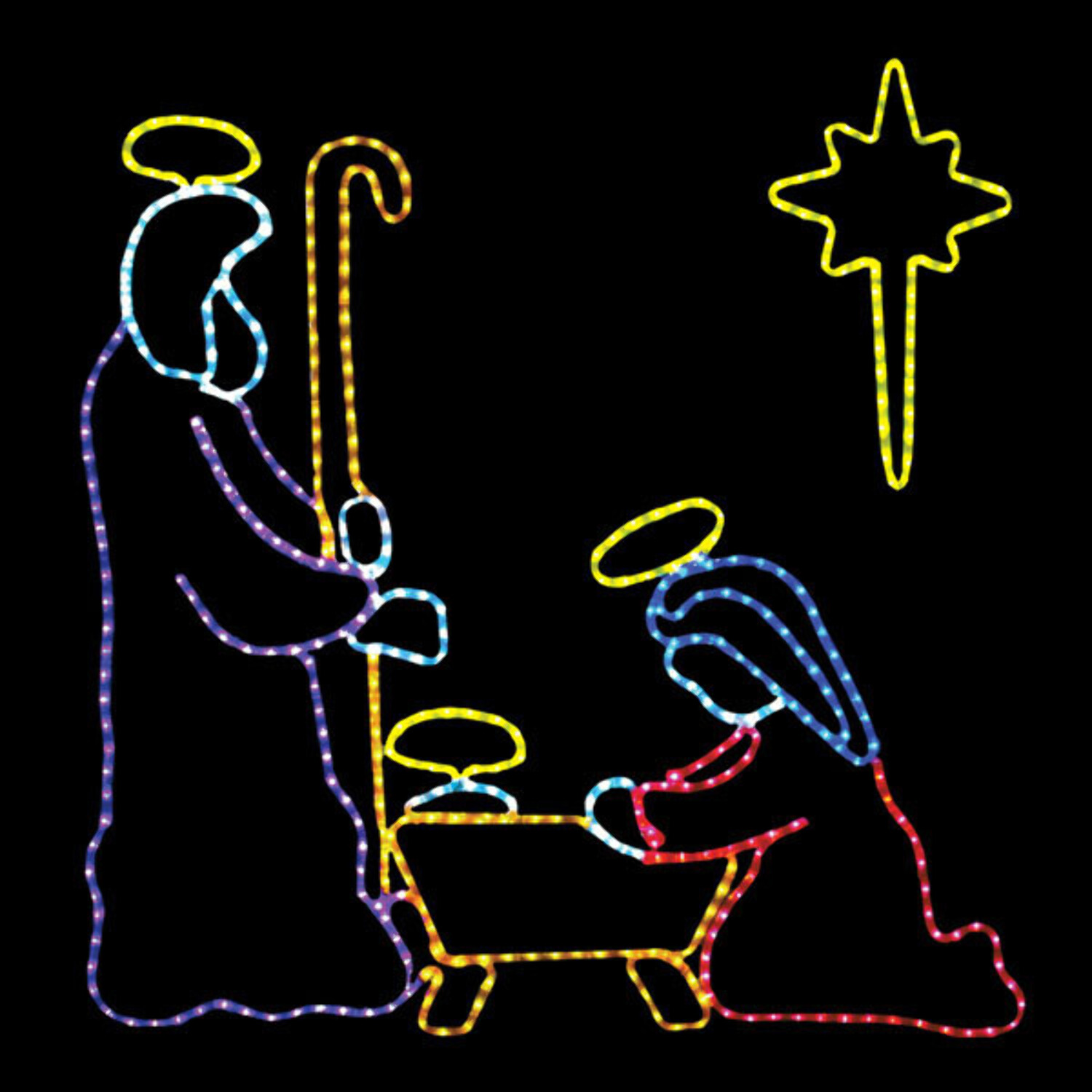 4' LED Rope Light Nativity Manger Scene Silhouette Motif Display