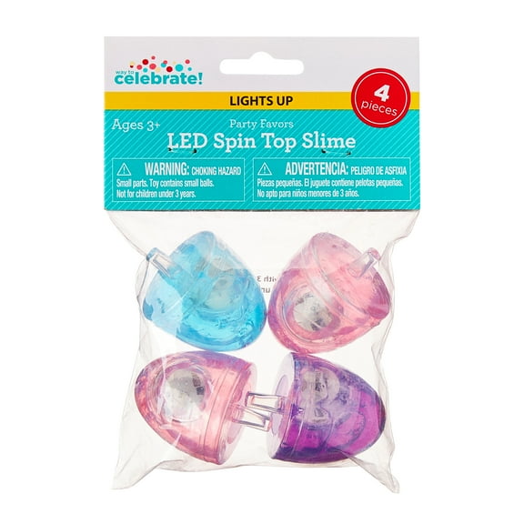 Multi-Color Light-Up LED Spin Top Slime Party Favors, 4 Count, by Way To Celebrate