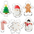 thumbnail image 1 of 4" Large Christmas Cookie Cutters, 6-pack Cookie Cutters Christmas Shapes, Stainless Steel Winter Holiday Cookie Cutter Set - Gingerbread Man,Snowman,Christmas Tree,Snowflake,Candy Cane,Santa, 1 of 7