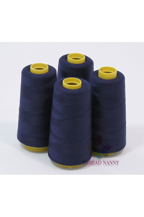 4 Large Cones (3000 Yards Each) Polyester Threads for Sewing Quilting Navy Blue Color by ThreadNanny