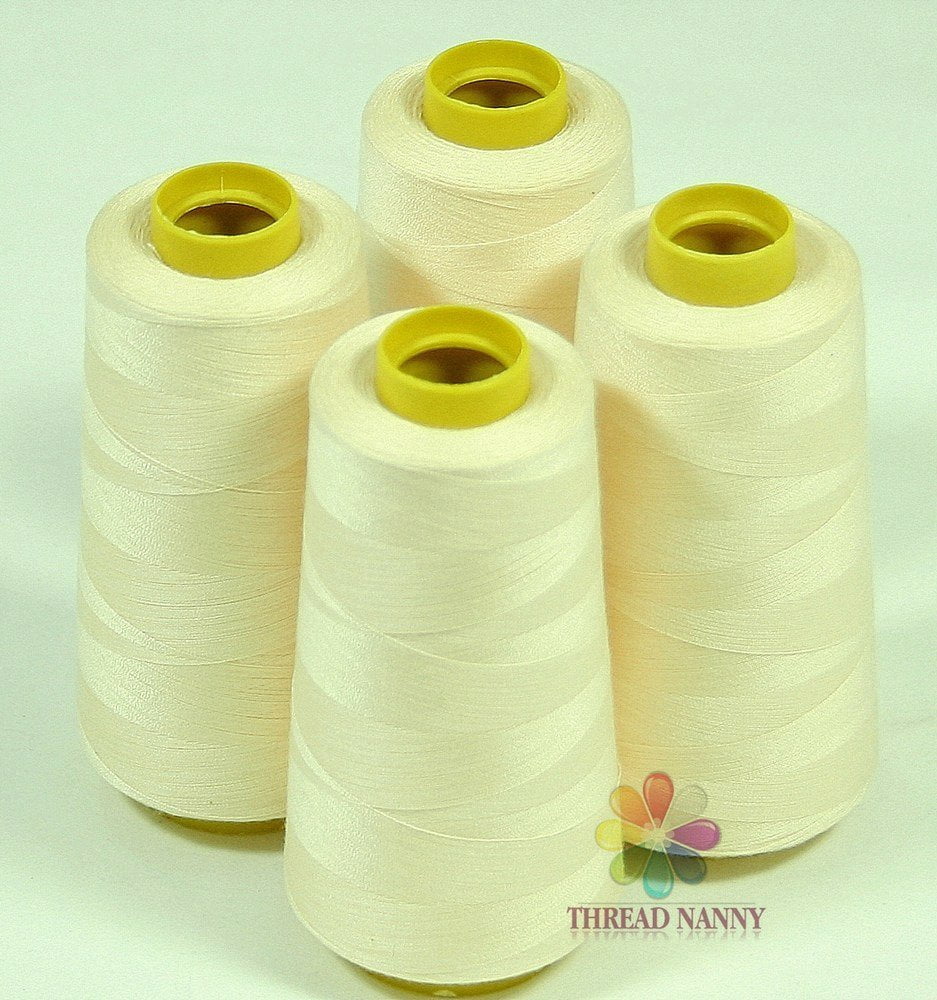 4 Large Cones (3000 Yards Each) of Polyester Threads for Sewing Quilting Serger Beige Color From Threadnanny