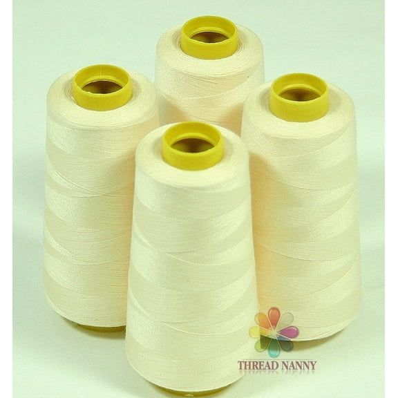 4 Large Cones (3000 Yards Each) of Polyester Threads for Sewing Quilting Serger Beige Color From Threadnanny