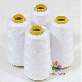4 Large Cones (3000 Yards Each) of Polyester Threads for Sewing Quilting Serger White Color From Threadnanny