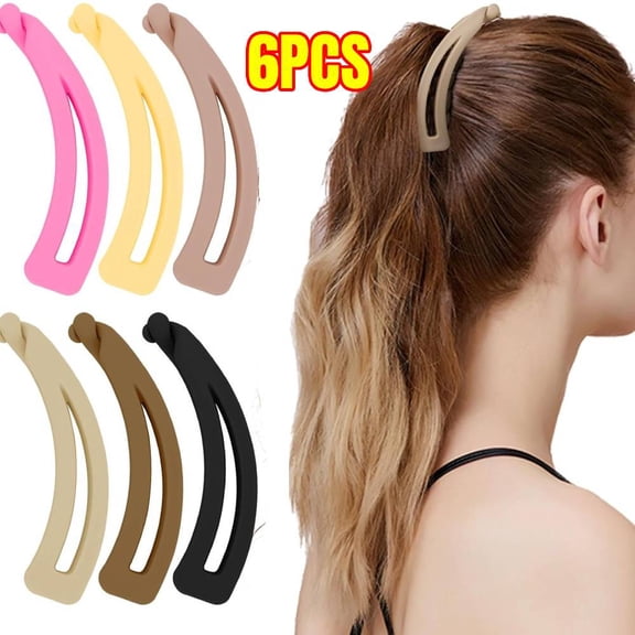 4" Large Hair Clips for Thick Hair - 6 Pcs No Slip, No Crease Ponytail Holders, Matte Vibrant Colors