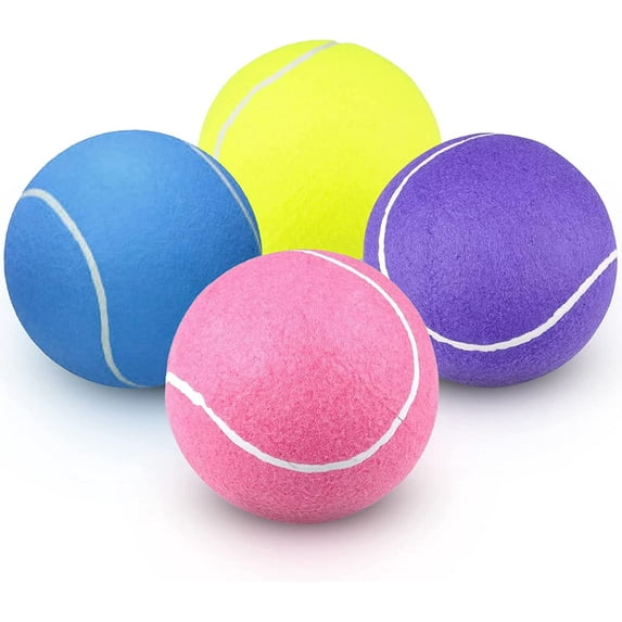4 Large Tennis Balls 8-inch - for Dogs, Or Play Balls, Assorted Colors