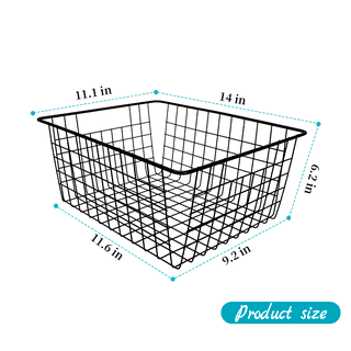 4 Pack Large Metal Wire Storage Baskets 14×11.1×6.2in Anti Rust Pantry Organizer Bins with Handles for Kitchen Cabinet Bathroom RV Garage