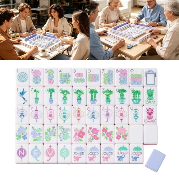 4-Layer Acrylic American Mahjong Set with Racks, Translucent Lilac 160 Tiles, Modern Mahjongg Game Kit for 4 Players, Lightweight Portable Design