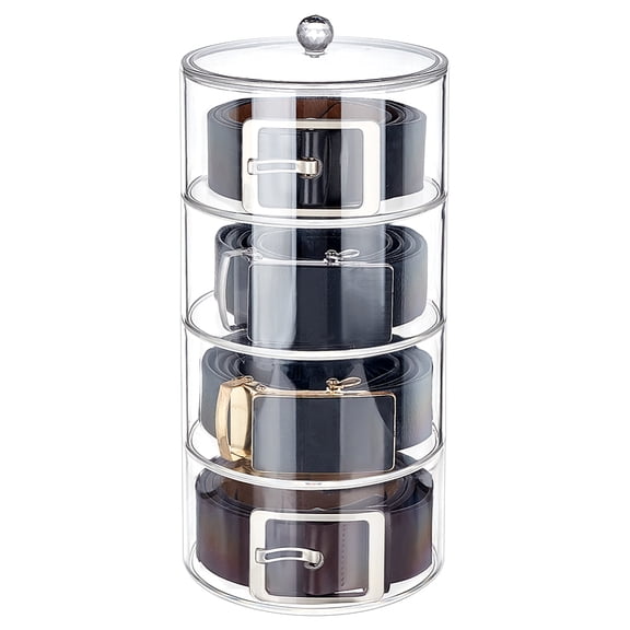 4-Layer Acrylic Belt Storage Box Column Clear 140x300mm Inner Diameter: 133mm
