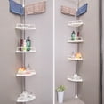 thumbnail image 1 of 4 Layer Bathroom Shower Corner Storage Rack, Corner Pole Shower Shelf, Bath Wall Shelf Pole Organizer, Towel Soap Shampoo Holder Storage Rack, No Drilling Constant Tension Stainless Steel, 1 of 10