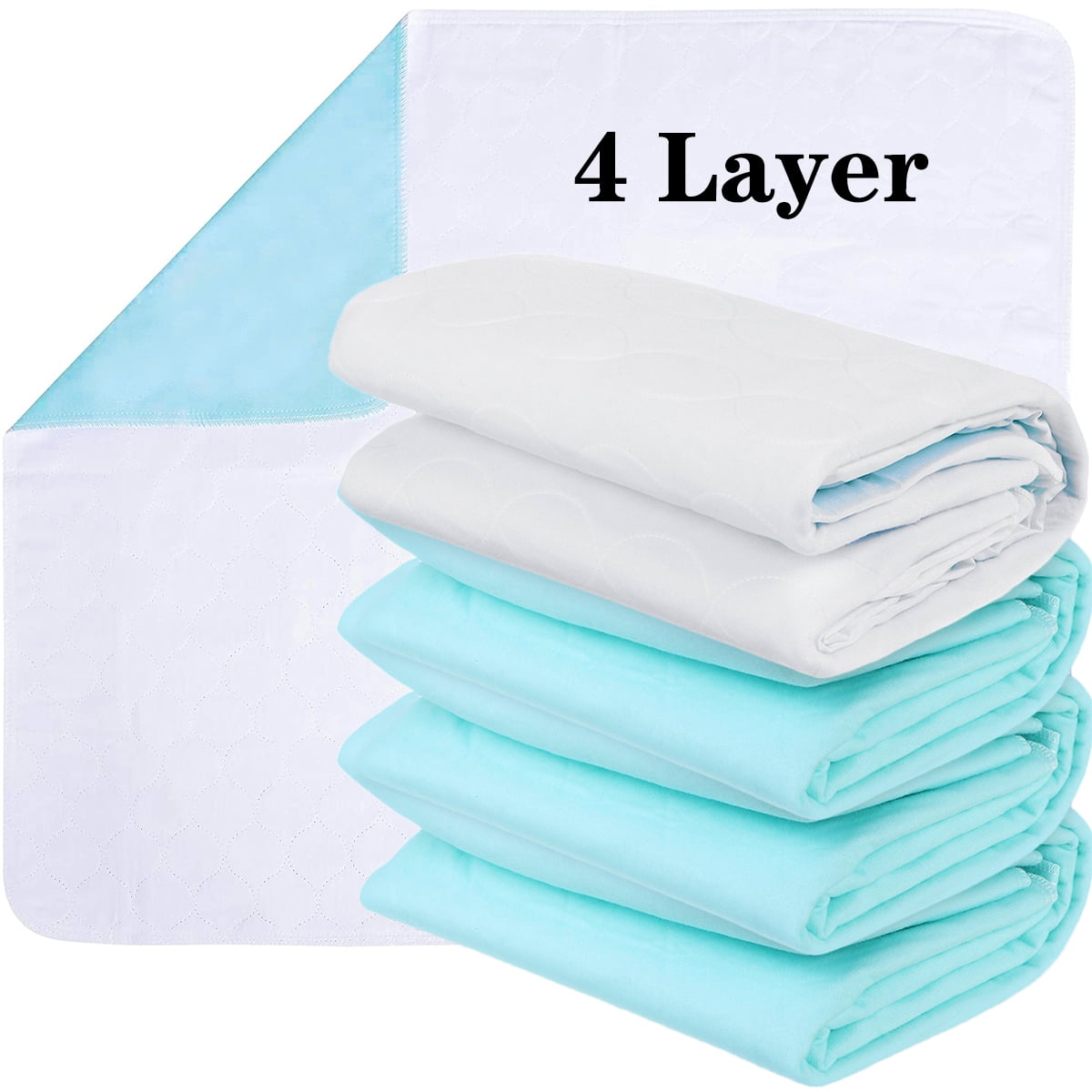 Washable Bed Pads for Incontinence, Lymneth 4-Layer Reusable Incontinence  Bed Pad 34''×72'', Skid Resistant Soft Pad, Absorbent Pads for Bed Wetting  Incontinence Individuals, Kids,Adults, Pets 34x72 Inch (Pack of 1)