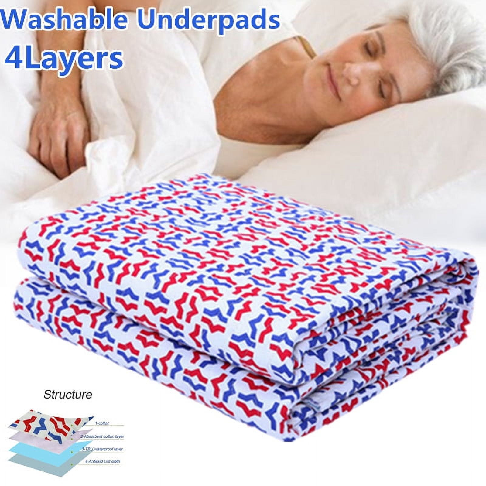 4 Layer Bed Pad Washable Incontinence Underpad Heavy Duty, Super