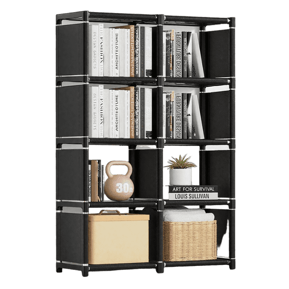 HioHa 8-Cube Storage Organizer, Black Portable Space Saving Fabric Closet Organizer, Multi-Use Unit for Bedroom Home Office Storage