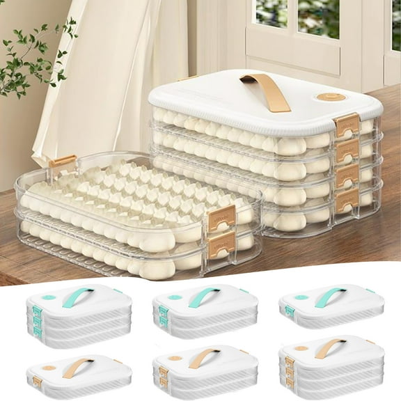 4-Layer Dumpling Storage Box with Timer | Transparent Food-Grade Plastic Container for Ravioli, Cookies & Vegetables | Stackable Refrigerator & Freezer Organizer | 30x22.5x11cm