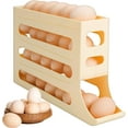 thumbnail image 1 of 4-Layer Egg Holder for Fridge - Auto-Rolling Egg Dispenser, Holds 26+ Eggs Depending on Size, Space-Saving Organizer for Kitchen & Refrigerator, Durable Milky Yellow Color, 1 of 5