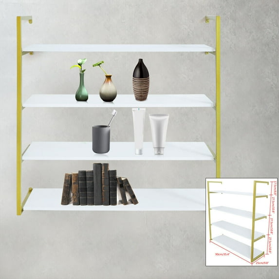 4 Layer Floating Wall Shelves Picture Ledge Display Rack Book Hanging Shelves Hanging Wall Floating Shelf Display Rack Plant Holder Book Shelves 4 Layer Floating Wall Shelves Picture Ledge Display