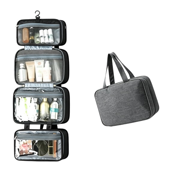 4-Layer Foldable Hanging Toiletry Bag – Large Capacity Travel Organizer with Dry-Wet Separation, Portable Toiletry Bag