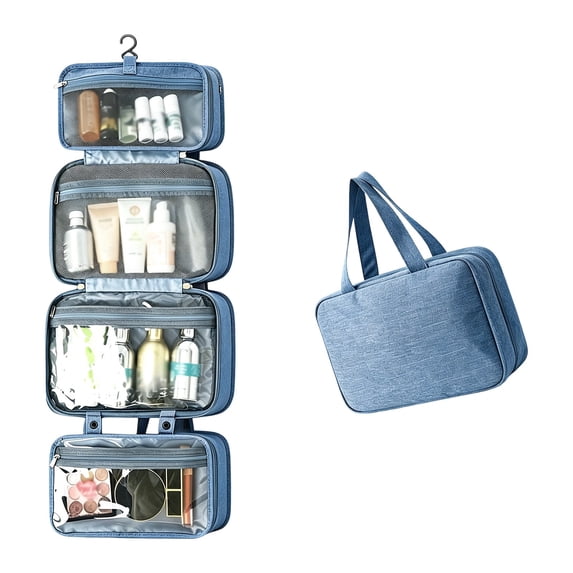 4-Layer Foldable Hanging Toiletry Bag – Large Capacity Travel Organizer with Dry-Wet Separation, Portable Toiletry Bag