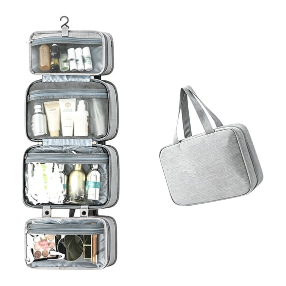 4-Layer Foldable Hanging Toiletry Bag – Large Capacity Travel Organizer with Dry-Wet Separation, Portable Toiletry Bag