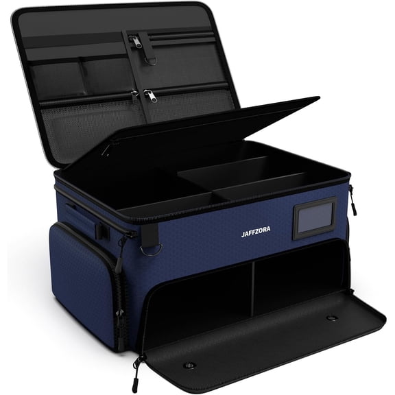 4-Layer Golf Trunk Organizer, Golfer Gifts for Men Women with Separate Ventilated Compartment for 2 Pairs Shoes, Waterproof Car Golf Locker Storage Bag for Golf Gear and Accessories,Blue