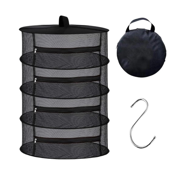 4-Layer Herb Drying Rack - Collapsible Mesh Hanging Dryer Net for Herbs, Flowers, Tea, Fruits, and Vegetables - Includes S-Hook & Storage Bag (24" x 31")