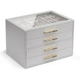 thumbnail image 1 of 4 Layer Jewelry Box for Women, Glass Lid Jewelry Organizer with 4 Drawers for Necklaces Rings Earrings Bracelets - Grey, 1 of 10