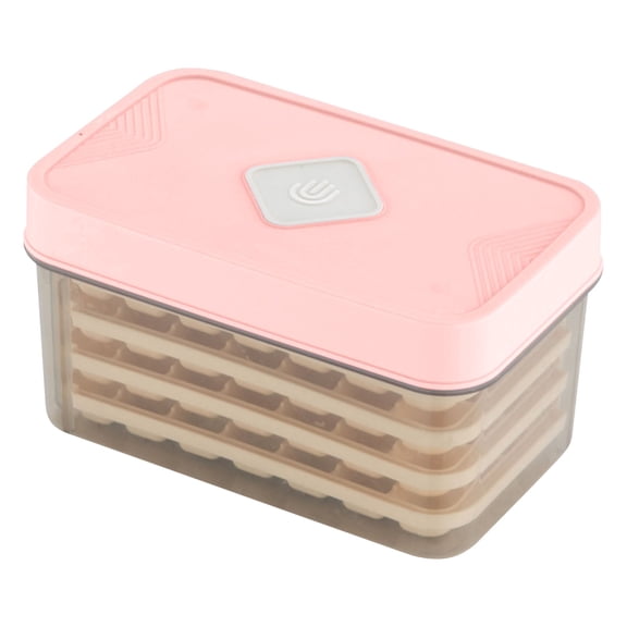 4 Layer Large Capacity Ice Box, Household Integrated Ice Maker with Storage Bin - Easy Release Reusable Freezer Tray for Chilled Drinks (pink)
