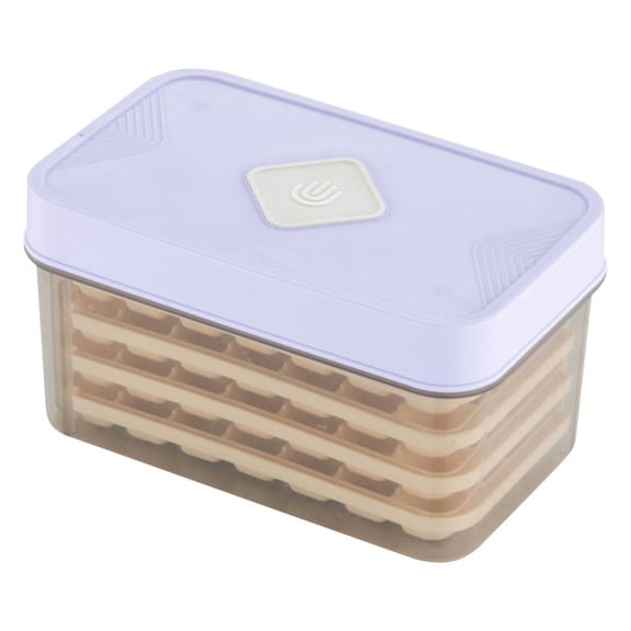 4 Layer Large Capacity Ice Box, Household Integrated Ice Maker with Storage Bin - Easy Release Reusable Freezer Tray for Chilled Drinks (purple)