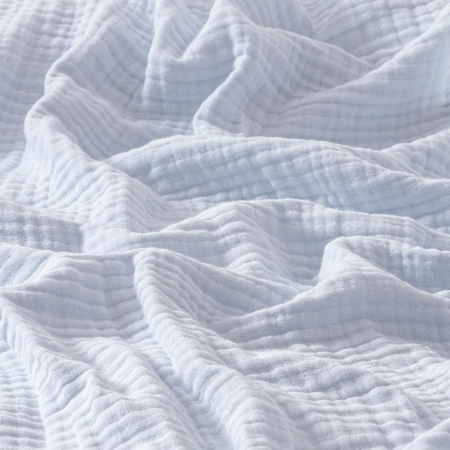 Duvetex 100% Cotton 4-Layer Gauze Blanket Twin Size 68x90" – Lightweight, Breathable Muslin Throw, Grey Stripe