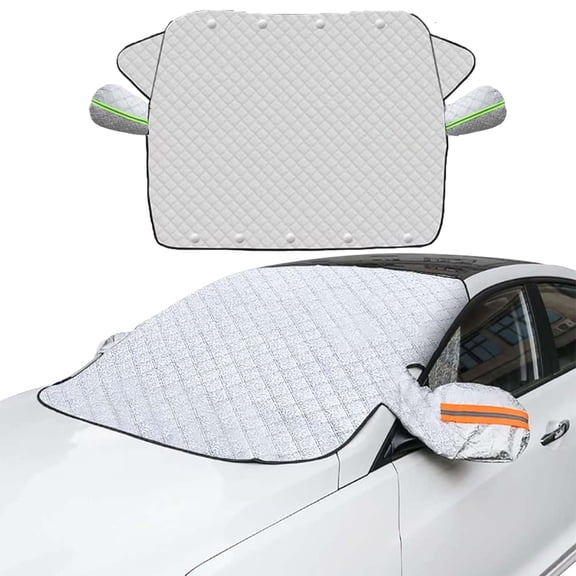 4-Layer Magnetic Car Windshield Cover – Protection for Snow, Ice, Frost & Sunlight, with Side Mirror Protector, Fits Large Cars, SUV, Truck, Van (All Weather)