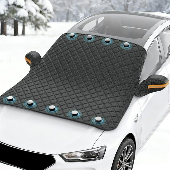 4-Layer Magnetic Windshield Cover for Car, Car Windshield Cover for Ice and Snow, Multi-Functional Winter Frost and Ice Removal Sunshade Universal for Most Vehicle