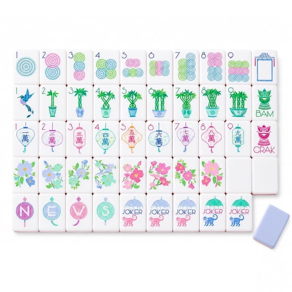 4 Layer Mahjong Tiles, 160 Pcs Premium Acrylic American Mahjong Set with Dice Bag, 13 Styles Available Clear Engraved Western Game for Adults Home Travel Parties & Social Games (11)