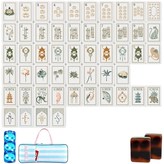 4 Layer Mahjong Tiles, 160 Pcs Premium Acrylic American Set with Exquisite Carrying Bag, Clear Engraved Western Game with Dice for Adults, Portable Home Travel Social Gathering