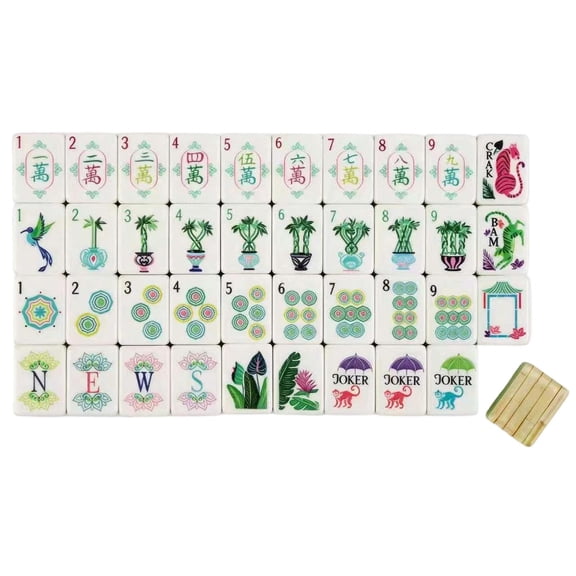 4 Layer Mahjong Tiles American Mahjong Tile Set 160 Acrylic Layered Mahjong Tiles, Clear Engraved American Mahjong Game with Dice for Adults, Portable Home Travel Social Gathering