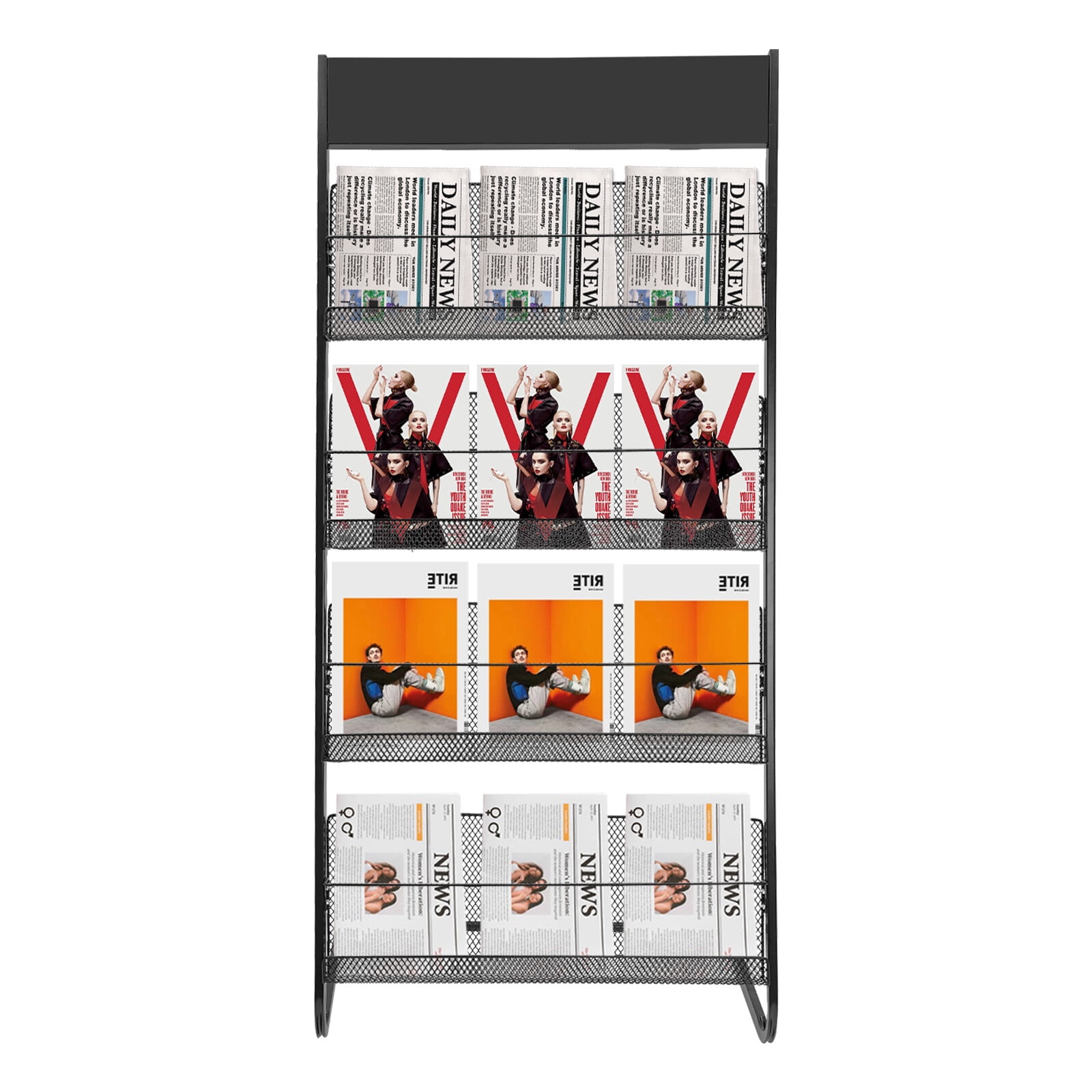 Magazine Rack Layer Shangmakel 4 Layer Metal Magazine Display Stand, Brochure & Newspaper ...