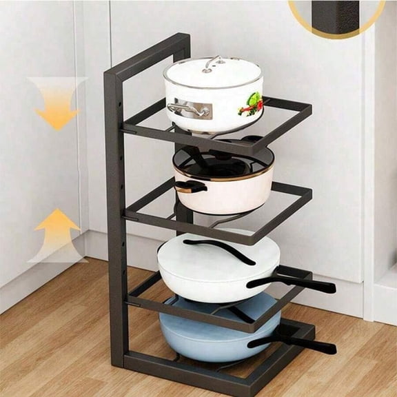 4-Layer Metal Pot And Pan Storage Rack: Cabinet Rack, Heavy-Duty 120LBS Pot Storage Rack, Adjustable Dutch Oven Rack Under