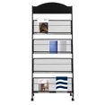 thumbnail image 1 of 4-Layer Mobile Metal Floor-Standing Magazine Newspaper Rack Black with Wheeled, 1 of 23