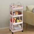 thumbnail image 1 of 4-Layer Mobile Storage Cart with Handles and Wheels, Multi-Purpose Organizer with Ventilated Shelves for Home Kitchen Bathroom(Pink,13.8"×8.7"×38.2"), 1 of 6