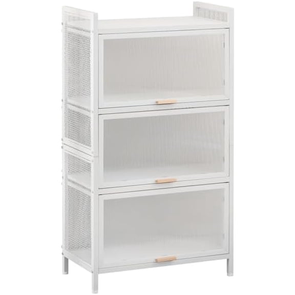 4-Layer Multifunctional Storage Cabinet with Cabinet Door, Kitchen Bread Rack, Pantry Storage Cabinet, Microwave Rack Storage Rack, Study, Living Room, Bedroom, etc (White)
