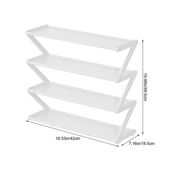 4 Layer Shoe Rack Organizer with Thickened Steel Pipe Space Saving Shoe Storage Cabinet for Entryway Hallway Closet Dormitory Freestanding Multipurpose Shelf 16.5*7.3*19.5 Inch White